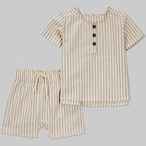 💘5 for $25 / Carter's Beige and White Striped Baby Set 6M